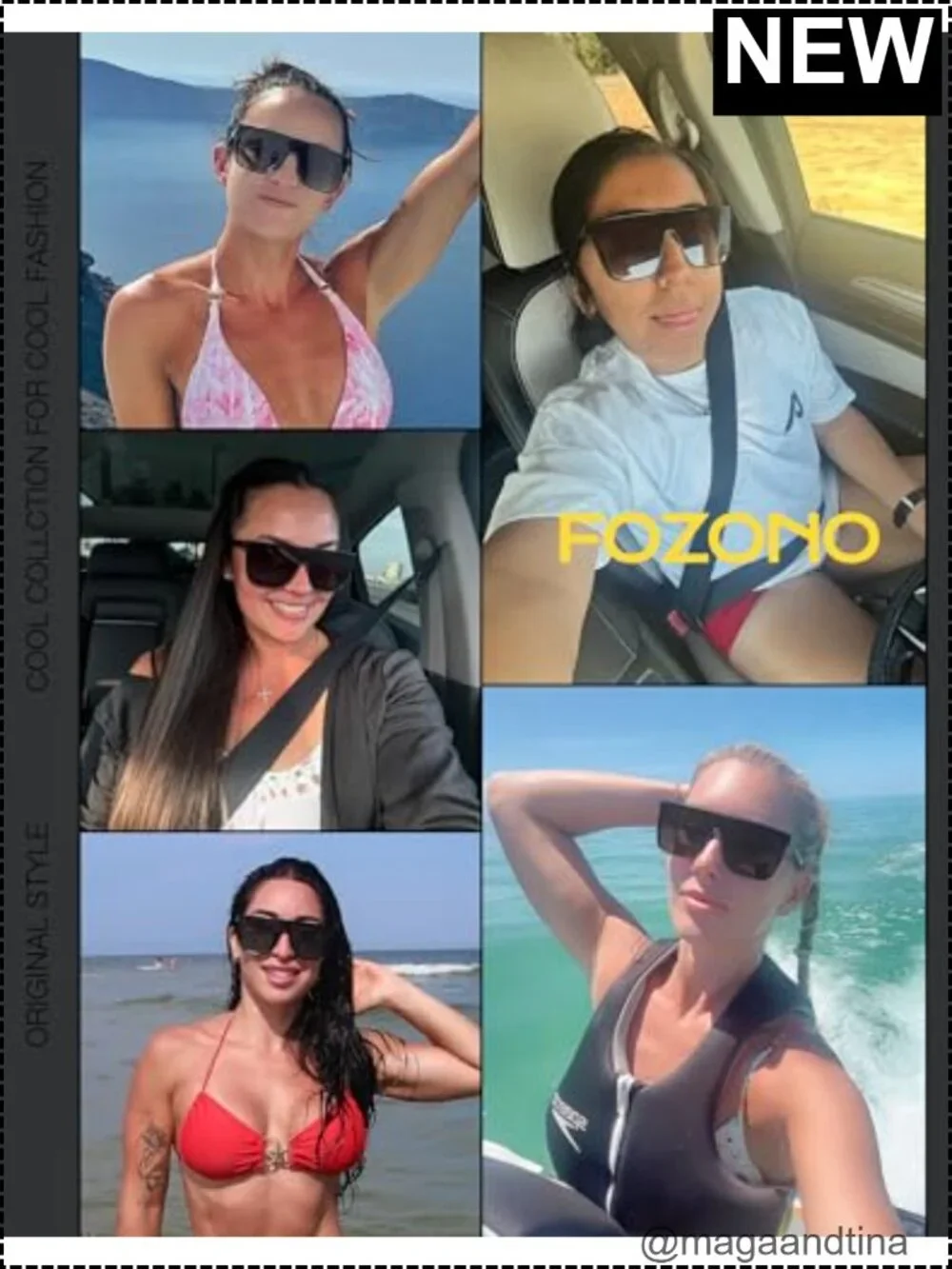 Oversized Square Sunglasses Retro Flat Top Shield UV Protection Women Men